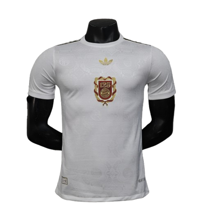White Bayern Munich 25/26 125th Anniversary adidas jersey with gold crest